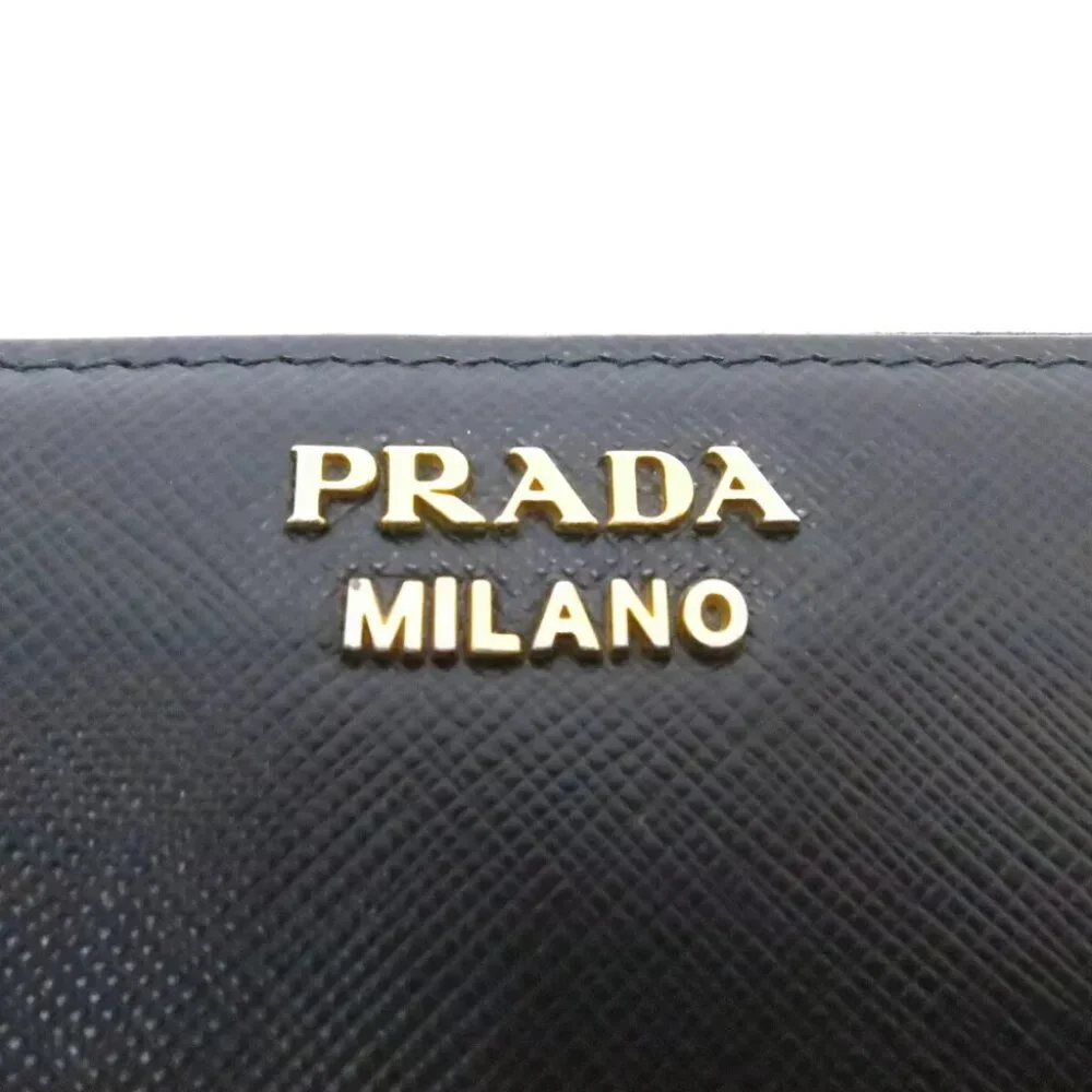 PRADA Saffiano Triang Zippy Round Wallet Black - Picture 12 of 12